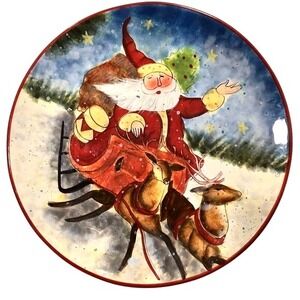 2‎ Susan Winget ENCHANTED SANTA Salad Plates  8.25"
